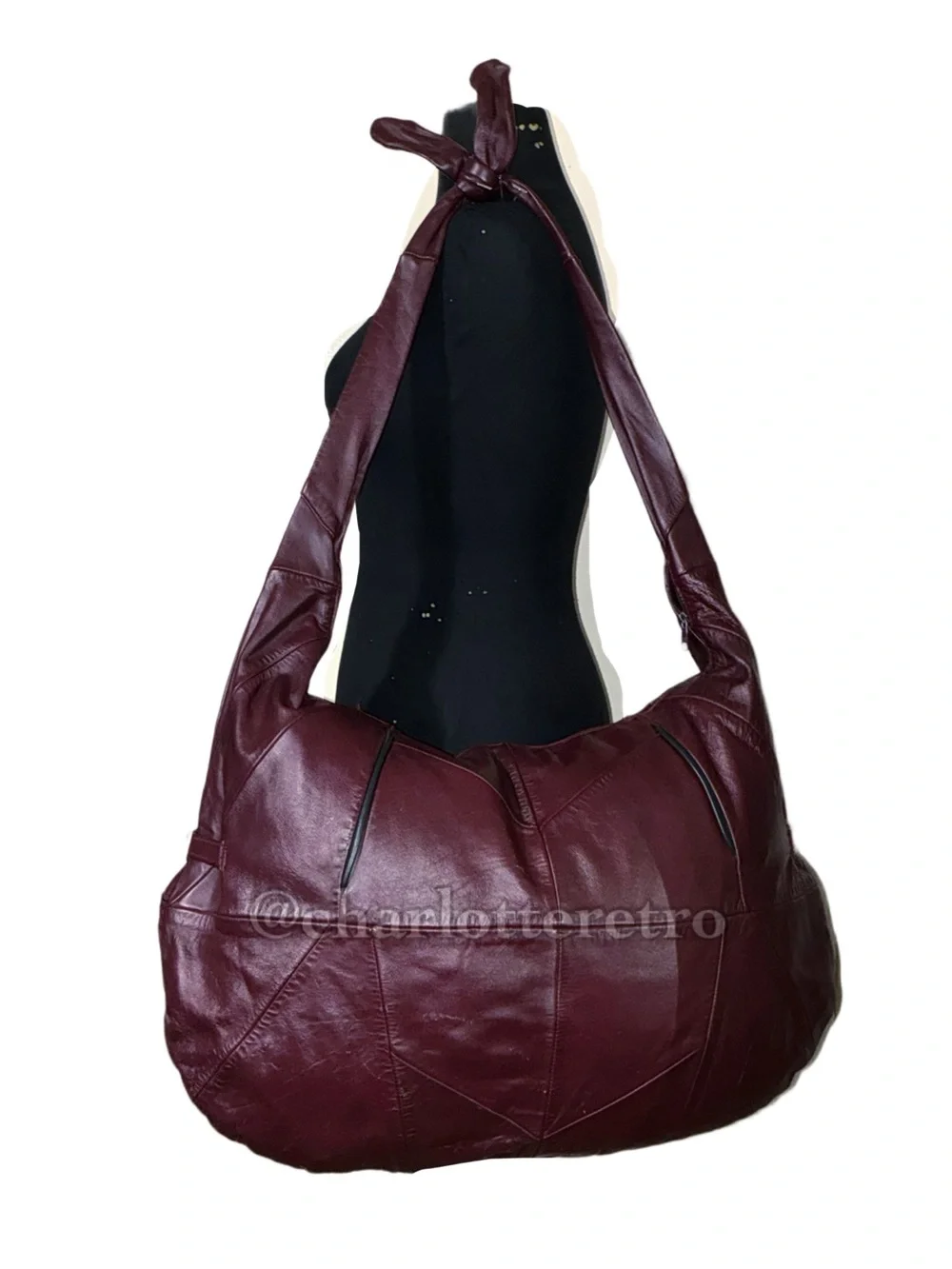 Y2K vtg Monochromatic Patchwork XXL Leather Hobo